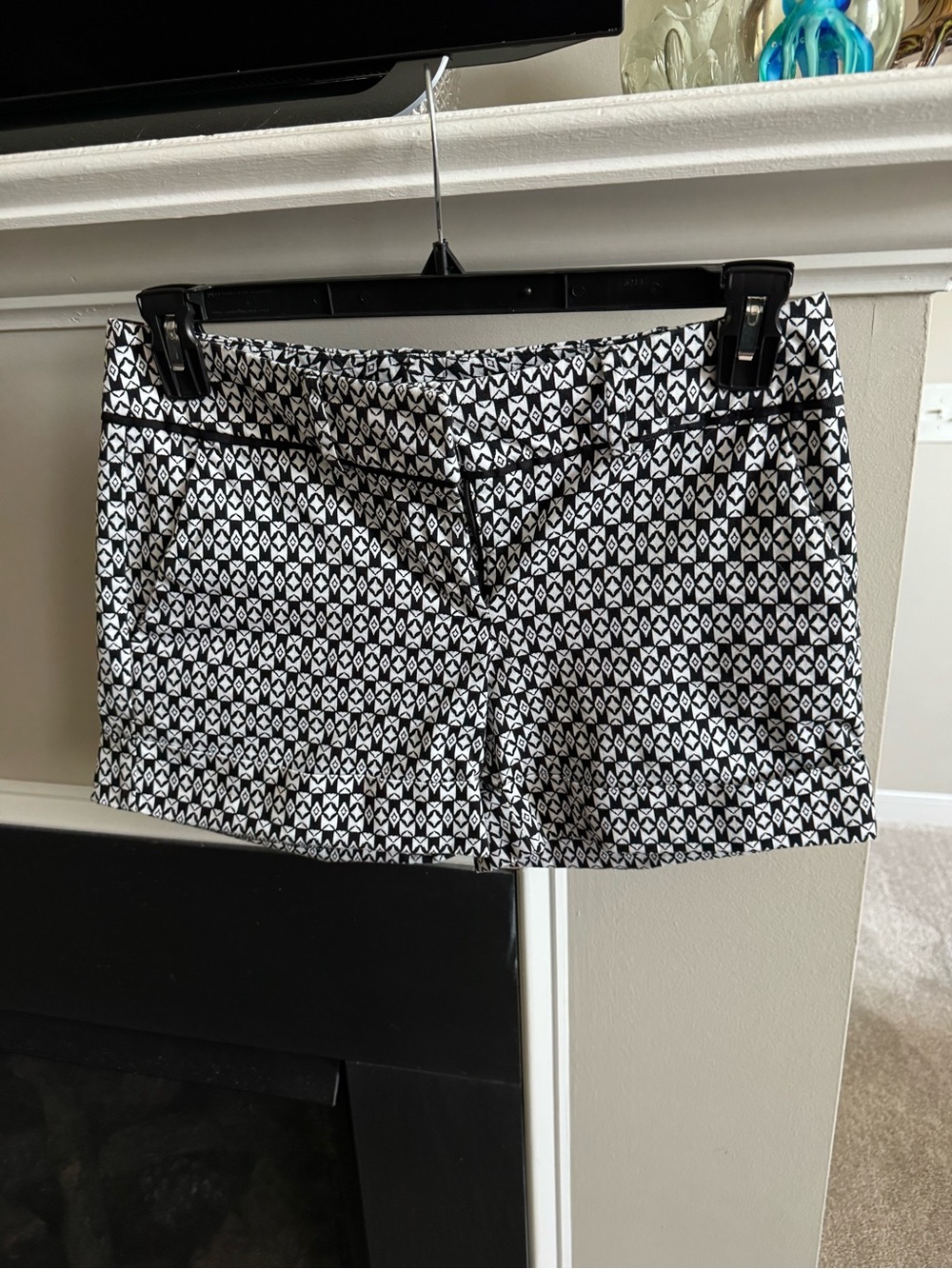 Black & White Geometric Cotton Shorts for Women